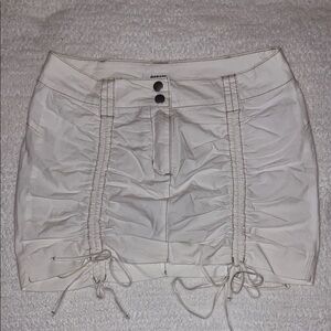 Garage Cream Mini Skirt with Adjustable Drawstring Details - Built in Shorts